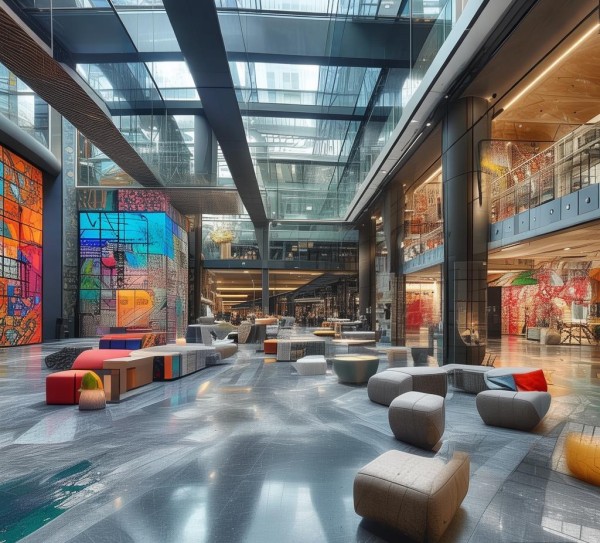 商贸区原创设计案例图片，融合商业功能与艺术美学的空间革新